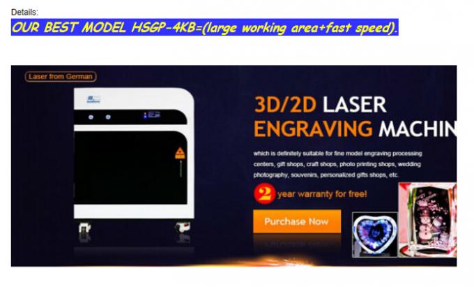 Máquina de grabado interna cristalina del laser del equipo 3D del grabador del laser