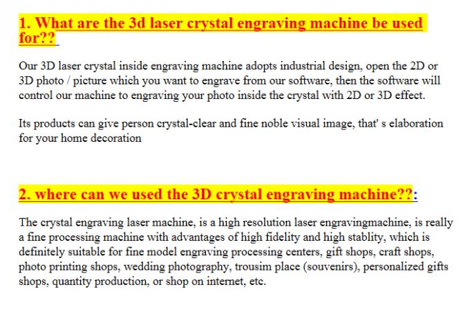 puntos internos cristalinos/minuto de la velocidad 120.000 de la máquina de grabado del laser 3D 2000HZ